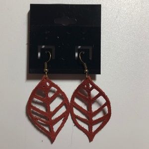 Custom made Genuine Leather Red Filigree Earrings